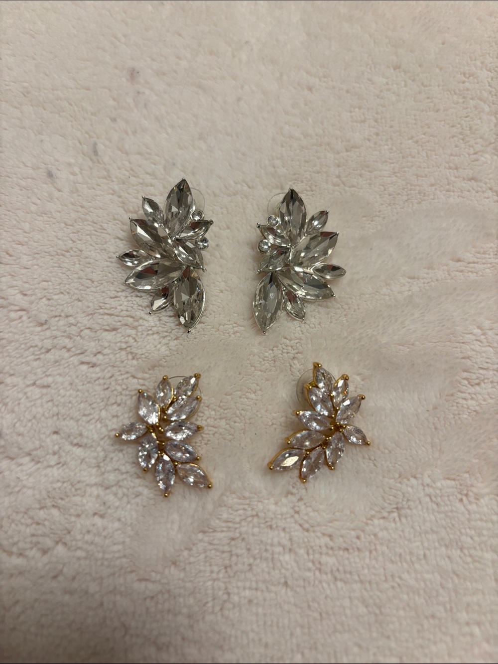 Crystal Marquise Leaf Earrings in Silver and Gold
